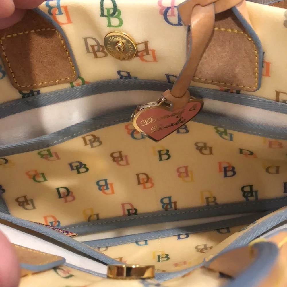 DOONEY & BOURKE Rainbow Zipper Monogram Logo Leather Tote Crossbody Shoulder Bag